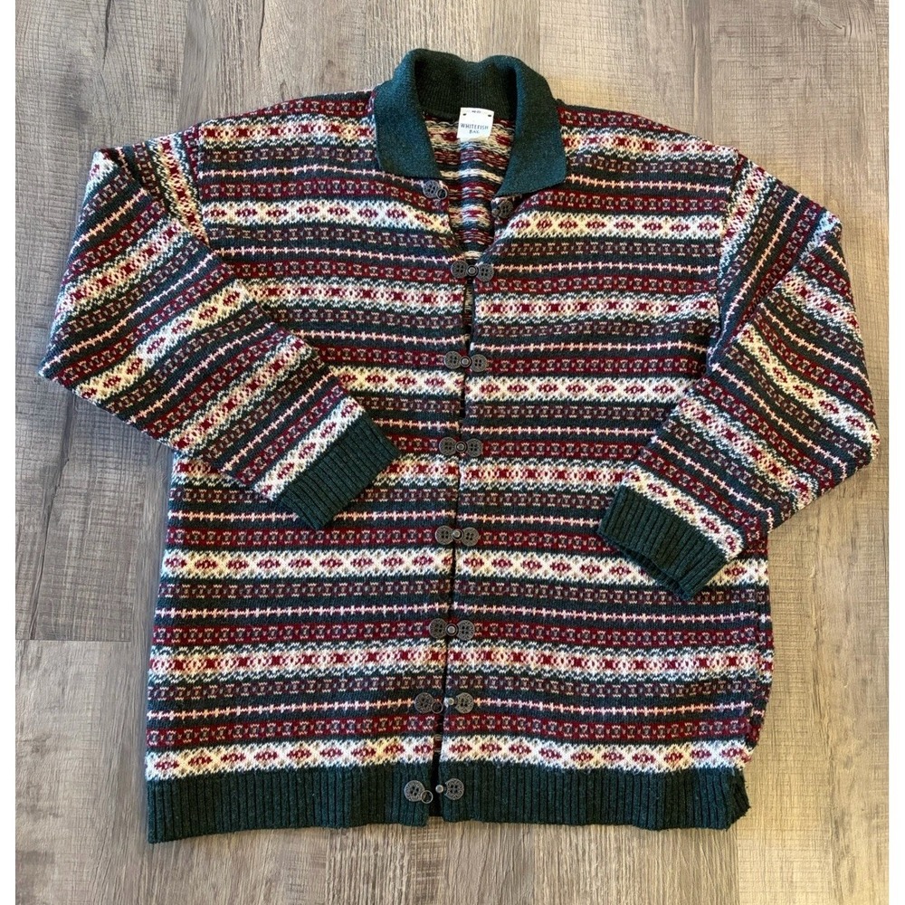 Whitefish Bay Fair Isle Women's Sweater Button Large Classic Sweater Winter Wool